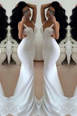 Mermaid Long White Prom Formal Evening Party Dresses 3020768