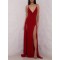 Sheath High Slit V-Neck Backless Long Red Prom Formal Evening Party Dresses 3020779