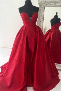Ball Gown Sweetheart Long Red Prom Formal Evening Party Dresses 3020780