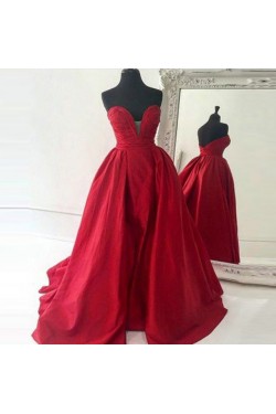 Ball Gown Sweetheart Long Red Prom Formal Evening Party Dresses 3020780