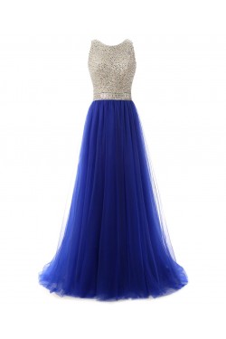 Long Blue Beaded Prom Formal Evening Party Dresses 3020789
