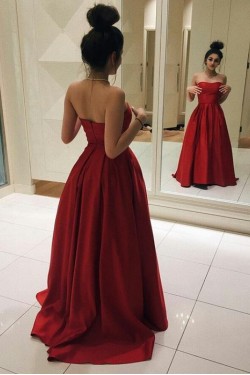 Long Red Strapless Prom Formal Evening Party Dresses 3020790