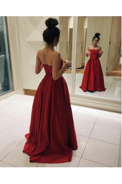 Long Red Strapless Prom Formal Evening Party Dresses 3020790