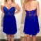 Short Royal Blue Lace Appliques Chiffon Prom Formal Evening Party Dresses 3020800