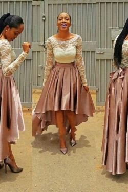 High Low Long Sleeves Lace Prom Formal Evening Party Dresses 3020804