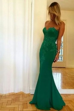 Mermaid Long Green Lace Prom Formal Evening Party Dresses 3020805
