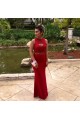 Mermaid Two Pieces Beaded Red Lace Prom Formal Evening Party Dresses 3020811