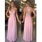 Long Pink Lace Chiffon Prom Formal Evening Party Dresses 3020814