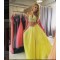 Beaded Two Pieces Yellow Prom Formal Evening Party Dresses 3020817