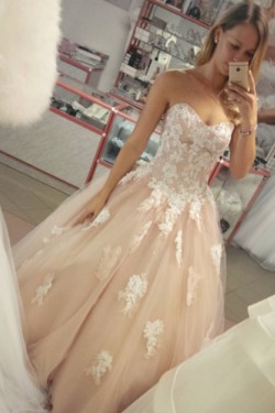 Ball Gown Sweetheart Lace Long Prom Formal Evening Party Dresses 3020825