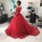 Long Red Off-the-Shoulder Long Sleeves Lace Prom Formal Evening Party Dresses 3020826