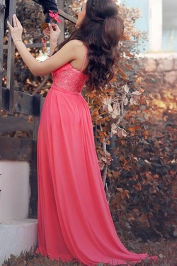 Elegant Lace and Chiffon Long Prom Formal Evening Party Dresses 3020829