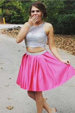 Beaded Two Pieces Short Prom Formal Evening Party Dresses 3020842