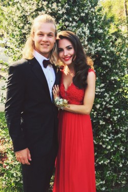 Long Red V-Neck Lace Chiffon Prom Formal Evening Party Dresses 3020844