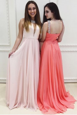 Beaded Long Chiffon Prom Formal Evening Party Dresses 3020851
