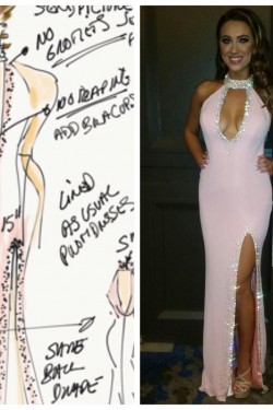 Beaded Long Pink Sexy Prom Formal Evening Party Dresses 3020852