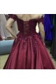 Ball Gown Off-the-Shoulder Purple Long Lace Prom Formal Evening Party Dresses 3020858