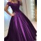 Ball Gown Off-the-Shoulder Purple Long Lace Prom Formal Evening Party Dresses 3020858
