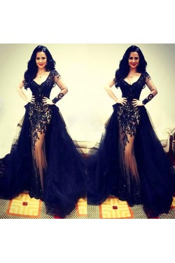 Sexy V-Neck Long Sleeves Lace Prom Formal Evening Party Dresses 3020865