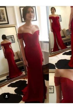 Long Red Off-the-Shoulder Mermaid Prom Formal Evening Party Dresses 3020867