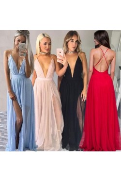 Sexy Deep V-Neck Long Prom Formal Evening Party Dresses 3020868