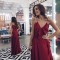 Long Burgundy Spaghetti Straps Prom Formal Evening Party Dresses 3020869