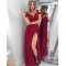 Long Chiffon Burgundy Prom Formal Evening Bridesmaid Dresses 3020874