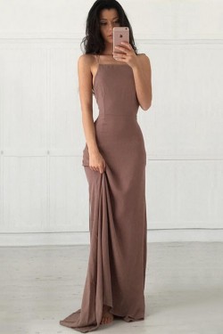 Long Spaghetti Straps Chiffon Prom Formal Evening Party Dresses 3020881