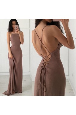 Long Spaghetti Straps Chiffon Prom Formal Evening Party Dresses 3020881