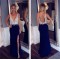 Beaded Long Blue V-Neck Prom Formal Evening Party Dresses 3020888