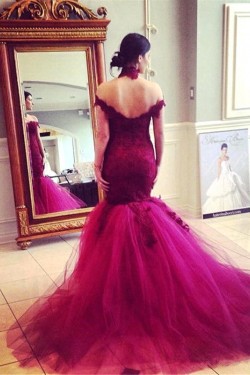 Mermaid Off-the-Shoulder Lace Long Prom Formal Evening Party Dresses 3020895