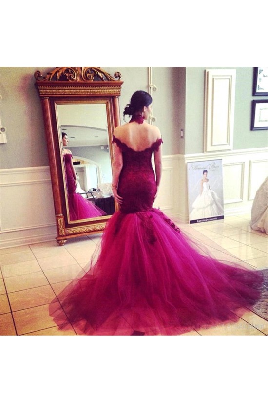 Mermaid Off-the-Shoulder Lace Long Prom Formal Evening Party Dresses 3020895