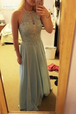 Long Green Lace Appliques and Chiffon Prom Formal Evening Party Dresses 3020907