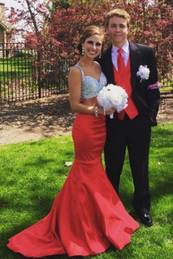 Beaded Two Pieces Mermaid Long Prom Formal Evening Party Dresses 3020913