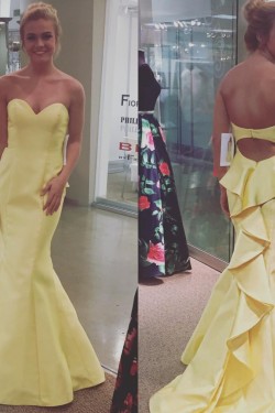Mermaid Sweetheart Long Yellow Prom Formal Evening Party Dresses 3020916