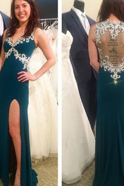 Lace Appliques Long Prom Formal Evening Party Dresses 3020917