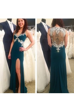 Lace Appliques Long Prom Formal Evening Party Dresses 3020917