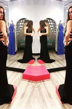 Two Pieces Long Black Prom Formal Evening Party Dresses 3020938