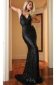 Long Black Sequins Mermaid Prom Formal Evening Party Dresses 3020943