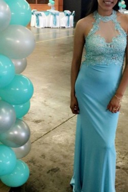 Sheath Beaded Lace Appliques Long Prom Formal Evening Party Dresses 3020946