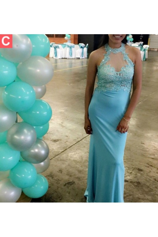 Sheath Beaded Lace Appliques Long Prom Formal Evening Party Dresses 3020946