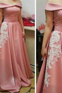 A-Line Off-the-Shoulder Lace Appliques Long Prom Formal Evening Party Dresses 3020951