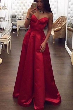 A-Line Long Red Sweetheart Prom Formal Evening Party Dresses 3020953