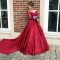Ball Gown Long Red Long Sleeves Lace Off-the-Shoulder Prom Formal Evening Party Dresses 3020956