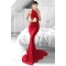 Mermaid Halter Long Red Backless Lace Prom Formal Evening Party Dresses 3020959