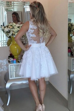Beaded Lace Short White Prom Homecoming Cocktail Graduation Dresses 3020964