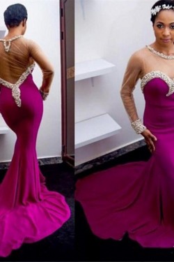 Sexy Mermaid Beaded Long Purple Prom Formal Evening Party Dresses 3020968