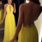 Long Yellow Halter Prom Formal Evening Party Dresses 3020970