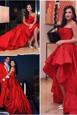 High Low Strapless Red Prom Formal Evening Party Dresses 3020974