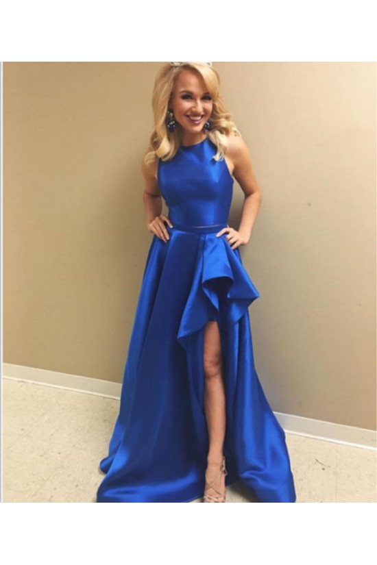 Satin Royal Blue Prom Formal Evening Party Dresses 3020980